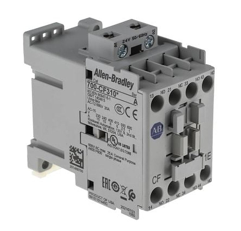 Allen Bradley 700-CF Contactor, 24V ac Coil, 4-Pole, 10 A 24V ac, 3 NO/1 NC, 400V ac