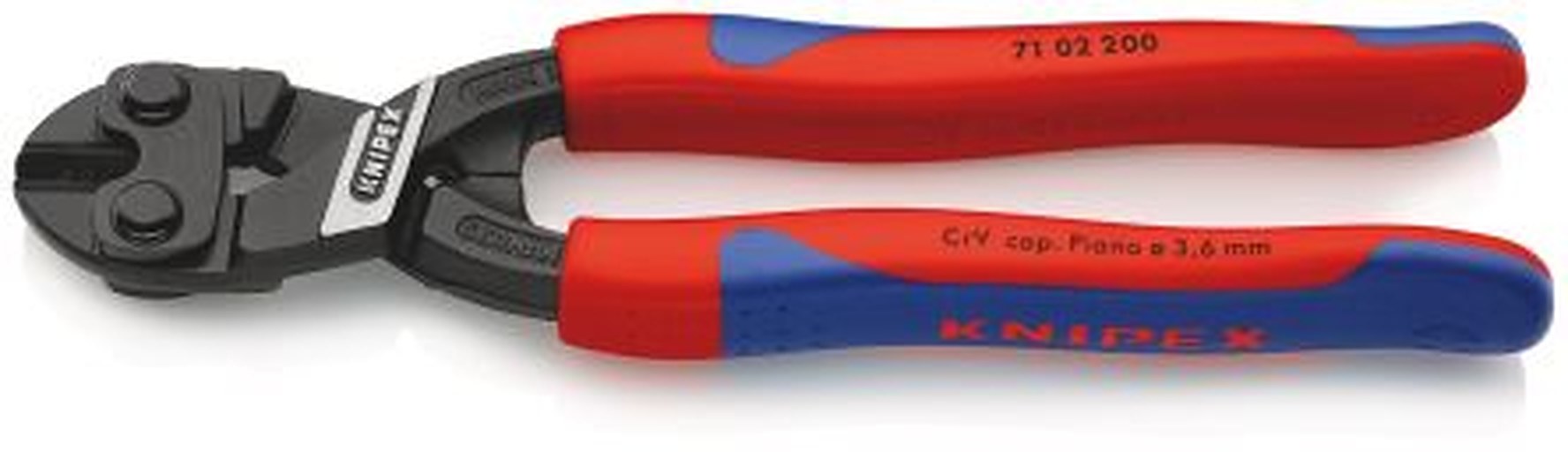 Knipex 71 02 200 200 mm Multi Component Grip 6 mm Chrome Vanadium Steel Compact Bolt Cutter