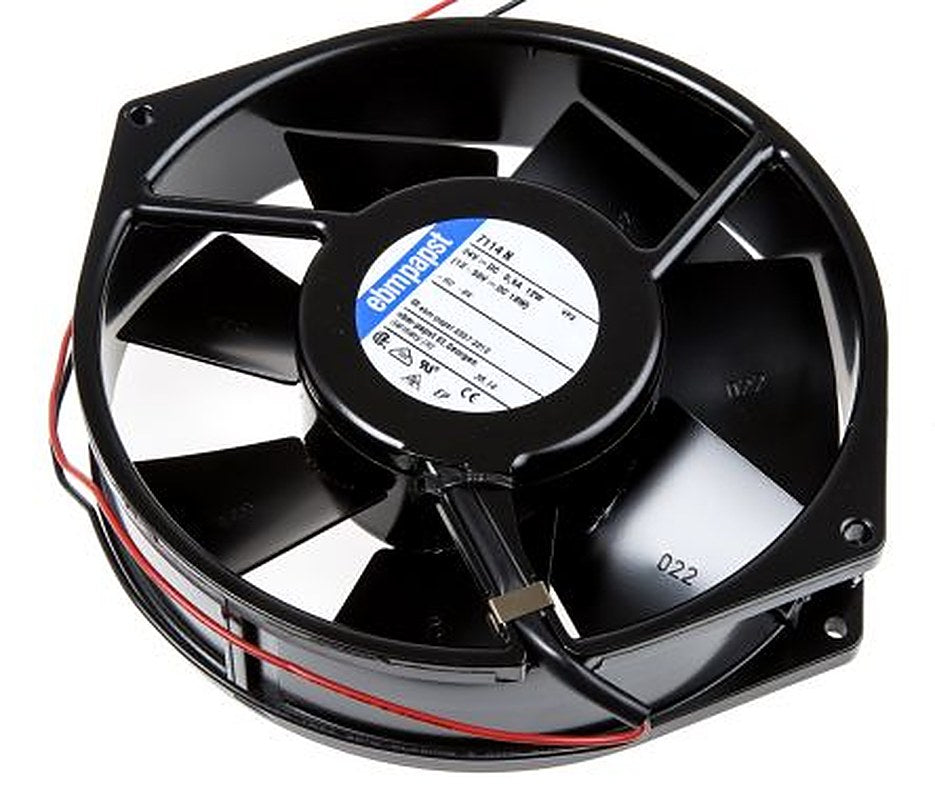 ebm-papst 7100 N Series Axial Fan, 24V dc, 308 m³/h, 12 W, 500 mA Max, IP54 150 mm 150mm 38 mm