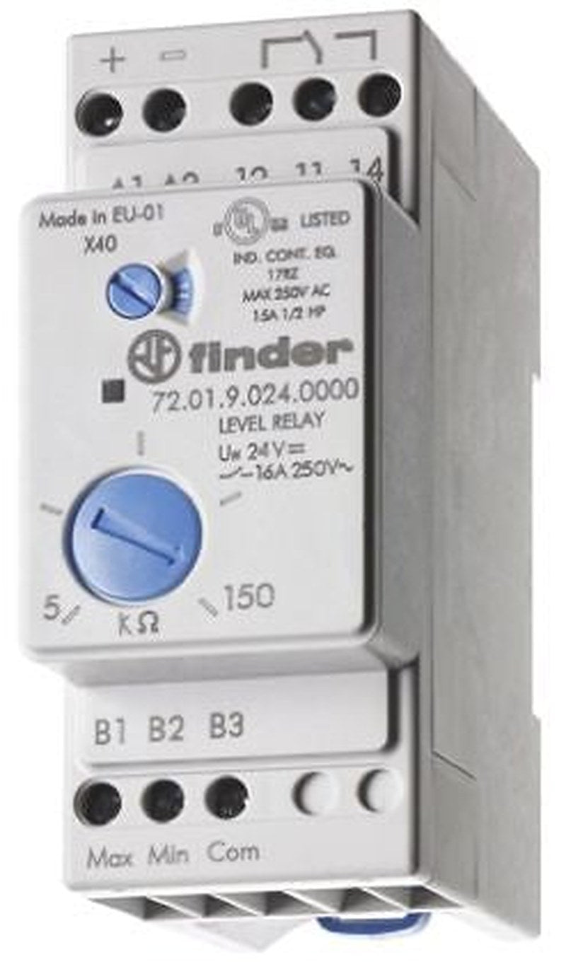 Finder Monitoring Relay, 1 Phase, SPDT, DIN Rail, 24V ac 24 V dc