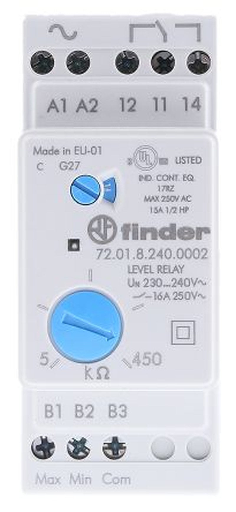Finder Monitoring Relay, 1 Phase, SPDT, DIN Rail, 24V ac 24 V dc