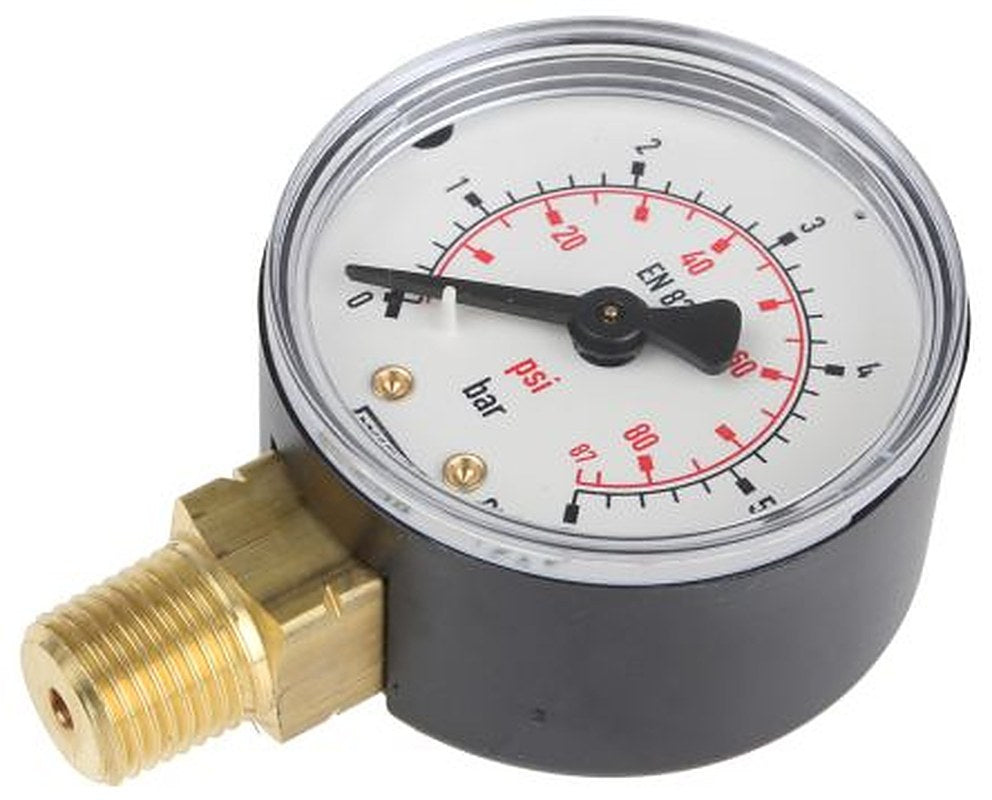WIKA 1/4 in R Threaded Pressure Gauge, 50 mm, 6 bar