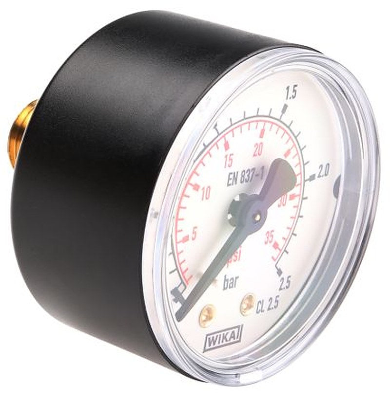 WIKA 1/4 in BSPT Pressure Gauge, 50 mm, 2.5 bar, RSCAL
