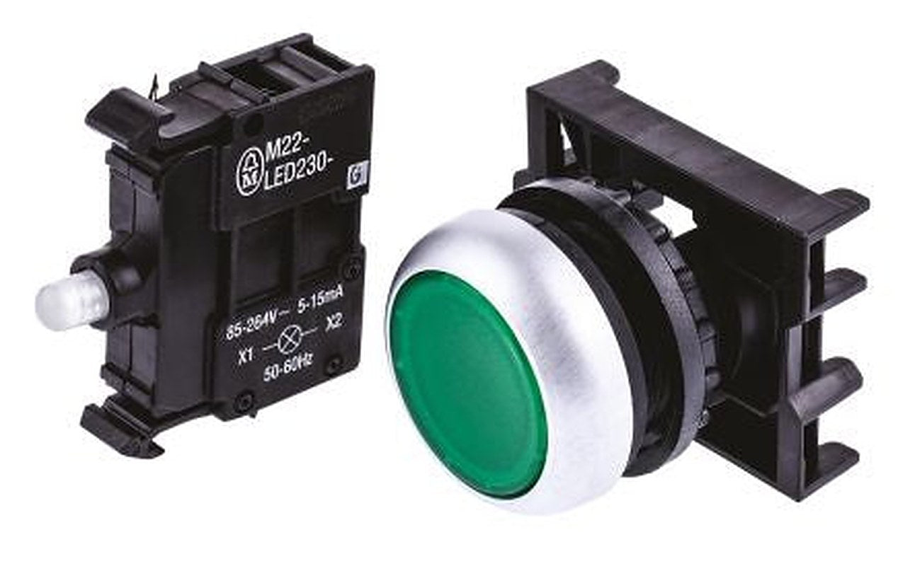 Eaton RMQ Titan M22 Series Green Momentary Push Button Head, 22 mm Cutout, IP69K