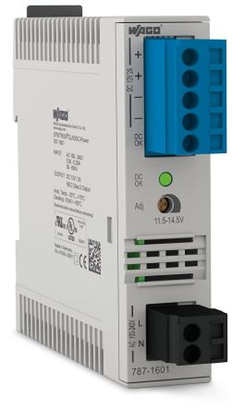 WAGO 787 Switched Mode Power Supply DIN Rail Power Supply 264V ac AC Input 12V dc, 2 A Output DC 24 W