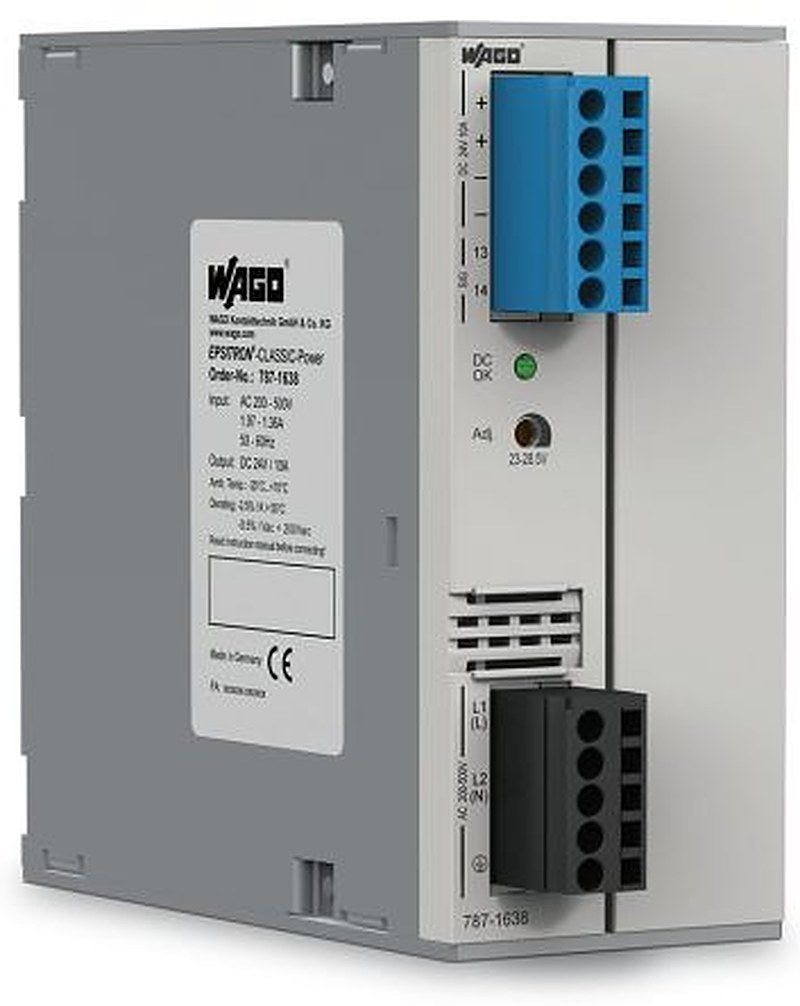 WAGO 787 Switched Mode Power Supply DIN Rail Power Supply 550V ac AC Input 24V dc, 10 A Output DC 240 W