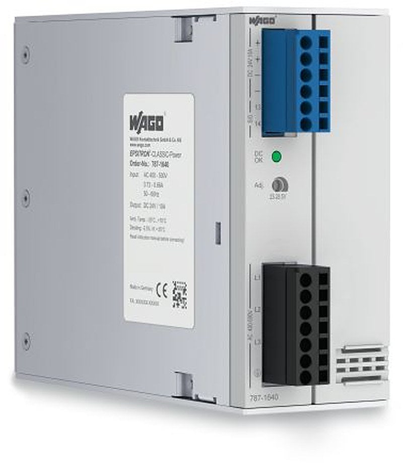 WAGO 787 Switched Mode Power Supply DIN Rail Power Supply 575V ac AC Input 24V dc, 10 A Output DC 240 W