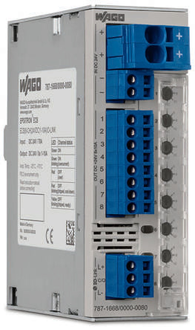 WAGO 787 Electronic Circuit Breaker 10A, 8 channels, DIN Rail