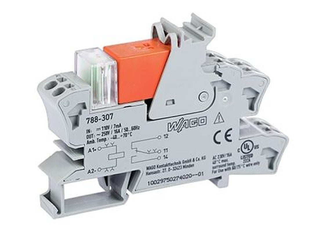WAGO 788 Series Relay Module, DIN Rail, 110V dc Coil, SPDT, 6mA