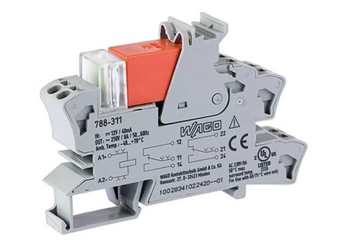 WAGO 788 Series Interface Relay, DIN Rail, 12V dc Coil, DPDT, 36mA