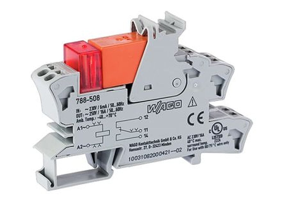 WAGO 788 Series Relay Module, DIN Rail, 230V ac Coil, SPDT, 4mA
