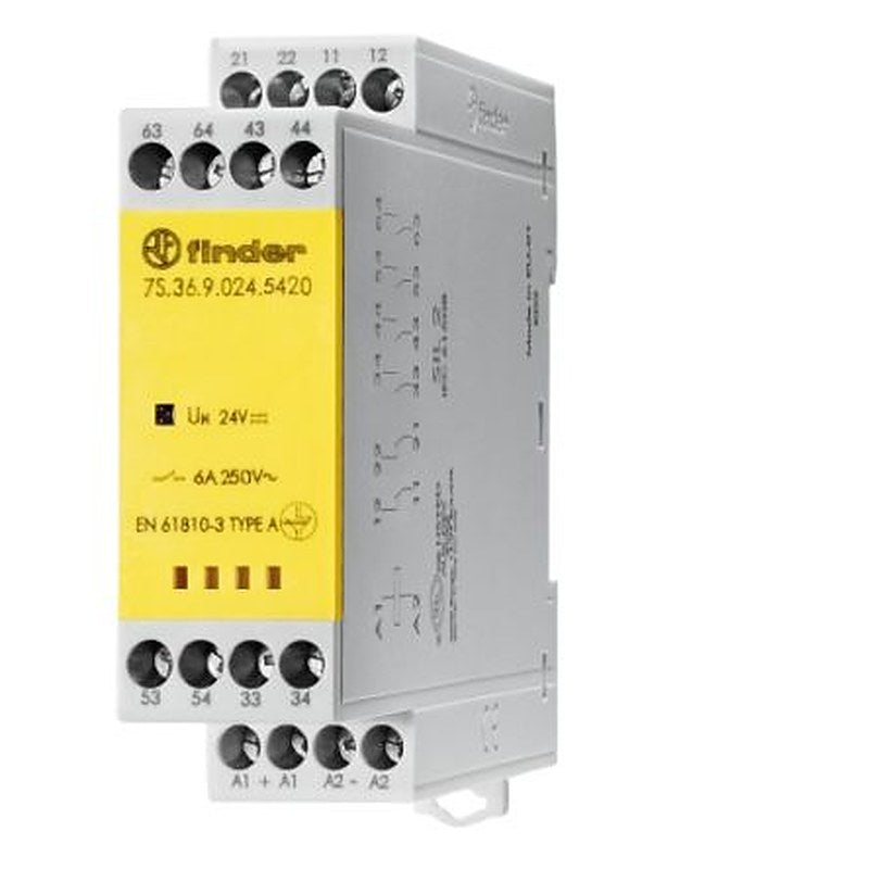 Finder DIN Rail Power Relay, 24V dc Coil, 6A Switching Current, 4 NO/2 NC