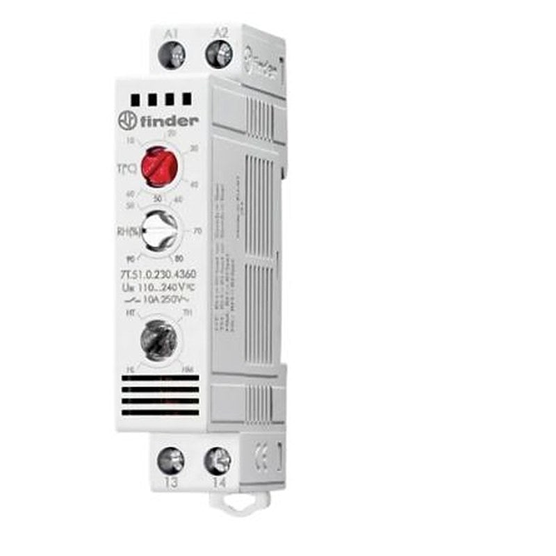 Finder 7T NO Enclosure Thermostat, 20 A, 110V ac/dc, 240 V ac/dc, 60 °C, -45 °C