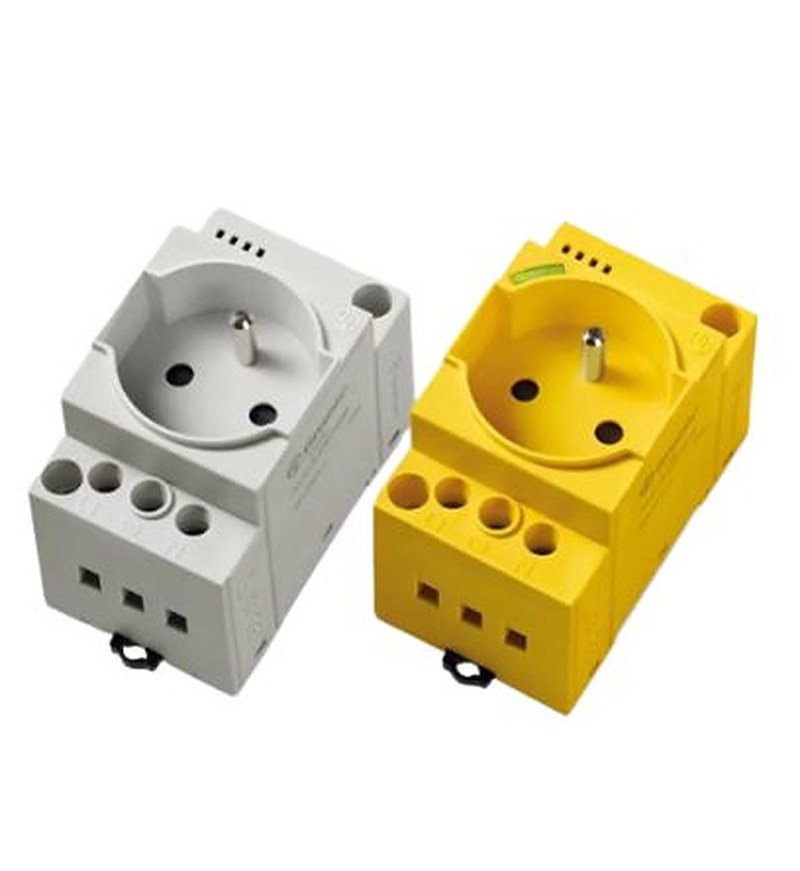 Finder 7U Grey, Yellow Power Socket, 16A, French, Italian, Schuko