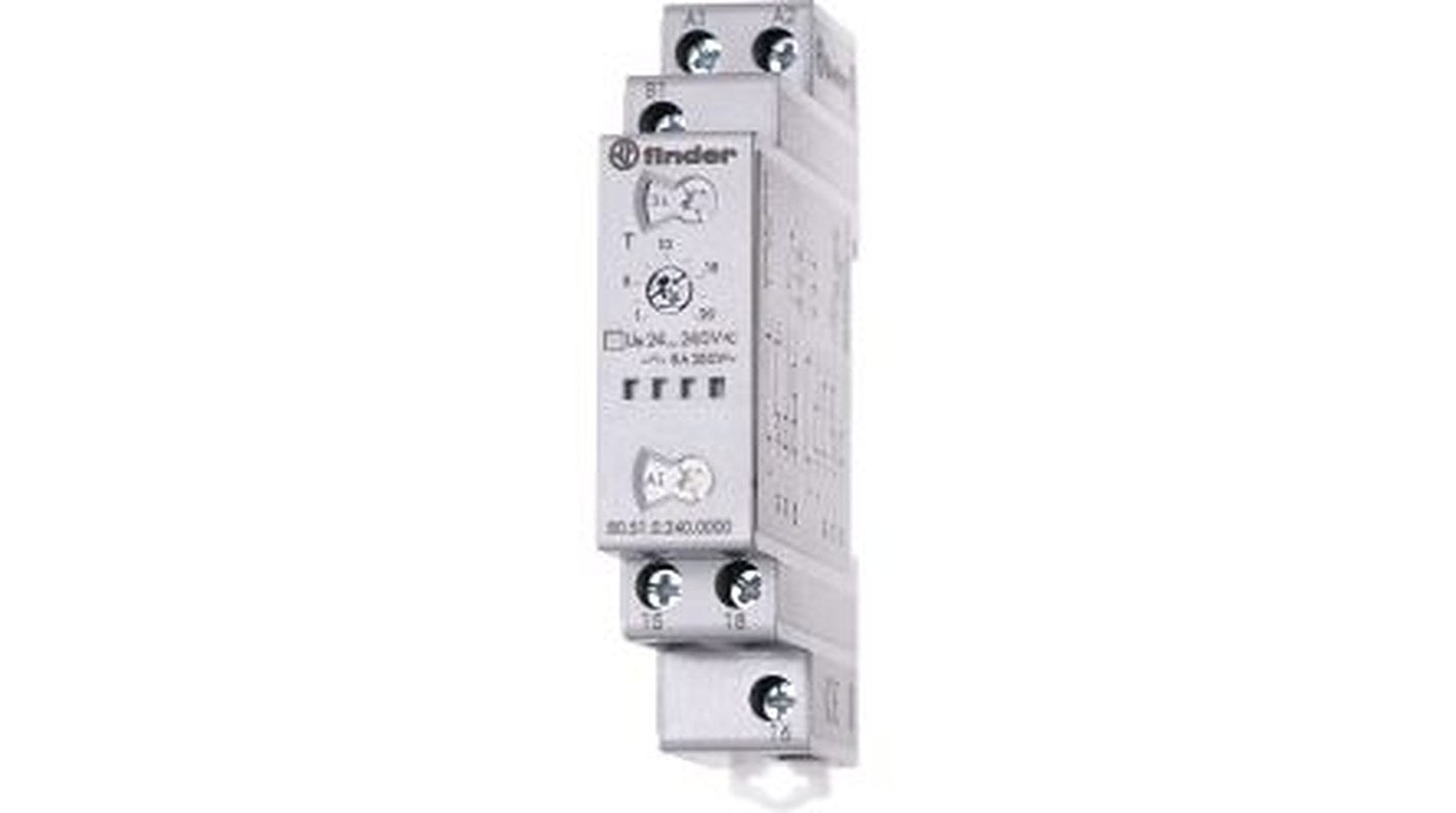Finder 80.51 Series DIN Rail Time Delay Relay, 1-Contact, 240 V dc 240V ac, 0.1 to 86400 s, 6-Function, SPDT Switch