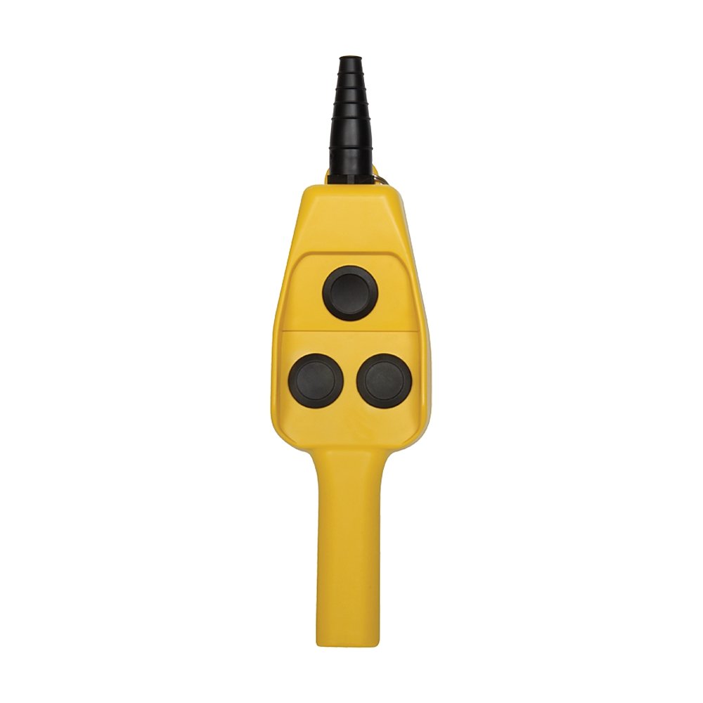 800FC Configured Station, 3 Hole, No Leg Plate, 120V, Pos 1: E-Stop, TTR, No intlk, No boot, Pos 2: Ext. Blk, Down, Elec intlk, No boot, Pos 3: Ext. Wht, Up, Elec intlk, No boot