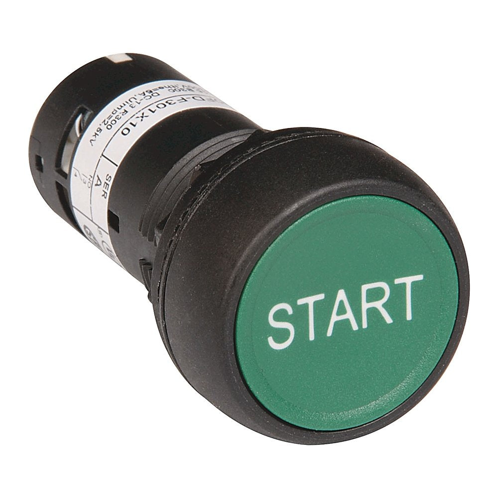 800F Push Button - Plastic Monolithic, Flush, Green, No Legend, Standard Pack (Qty. 1)