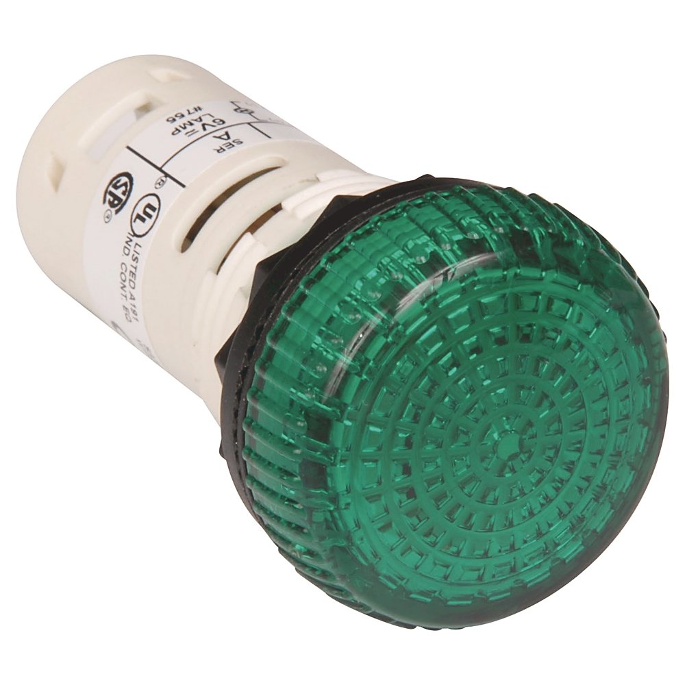 800F Pilot Light - Rd. Plas. Monolithic (IP66, 4/13, IP66), Green, Integrated LED, 240V AC, Standard Pack (Qty. 1)