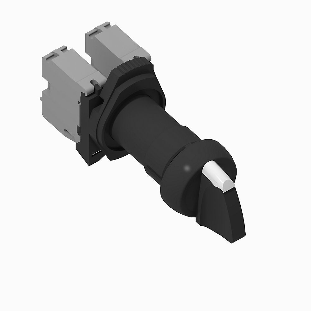 800F 2 Position Selector Switch - Plastic Monolithic, Spring Return from Right, Black, Standard Knob, Standard Orientation Standard Pack (Qty. 1)