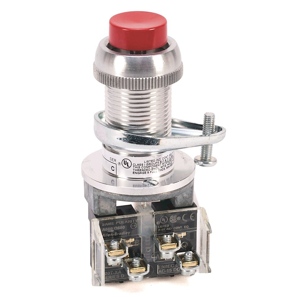 Hazardous Location Type 7&9 Momentary Contact PB, Non-Illuminated., Standard Barrel Length, Extended Head, Red, 2 NC