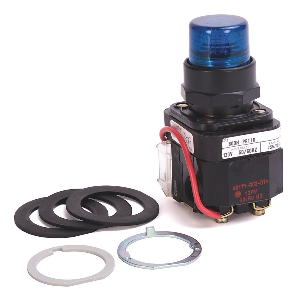 30.5mm Type 4/4X/13 Pilot Light, Xfmr, Push-to-Test, Incand., No Lens, 120V AC 50/60 Hz, 1 NO-1 NC