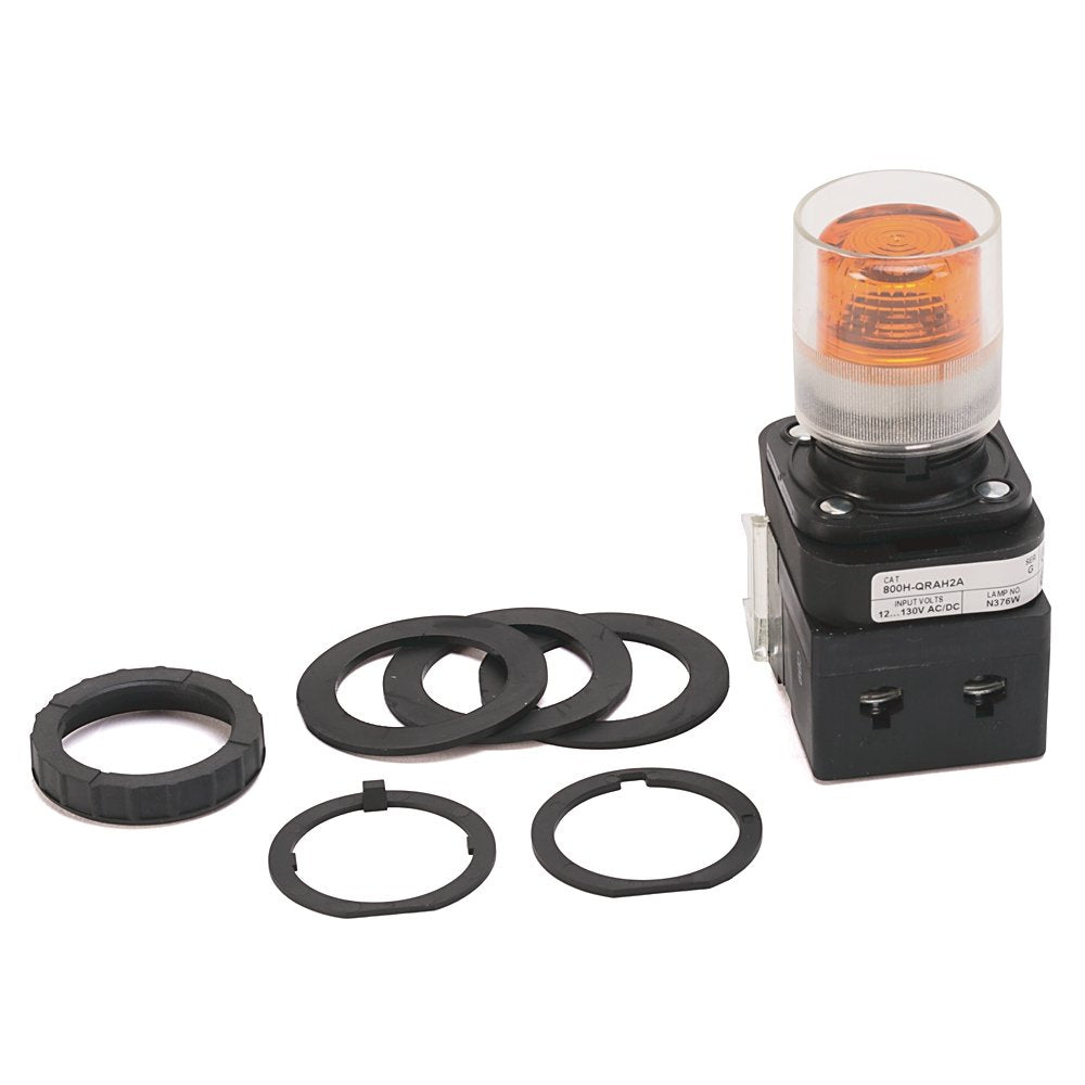 30.5mm Type 4/4X/13 Mom. Contact PB-Illum., Amber, Ext. Hd w/ Guard, LED, 12-130V AC/DC, 1 NO-1 NC PenTUFF