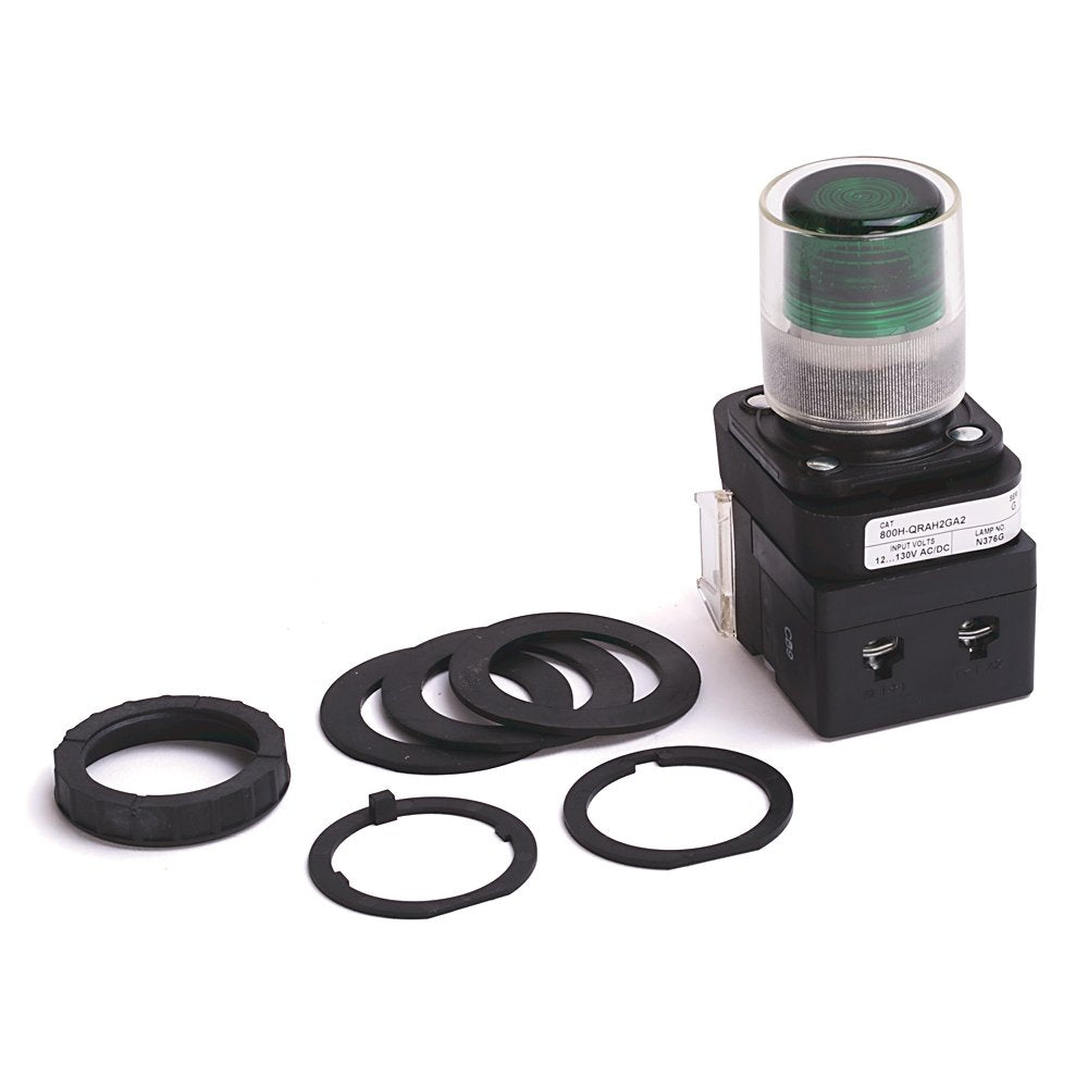 30.5mm Type 4/4X/13 Mom. Contact PB-Illum., Green, Ext. Hd w/ Guard, LED, 12-130V AC/DC, 1 NO-1 NC PenTUFF