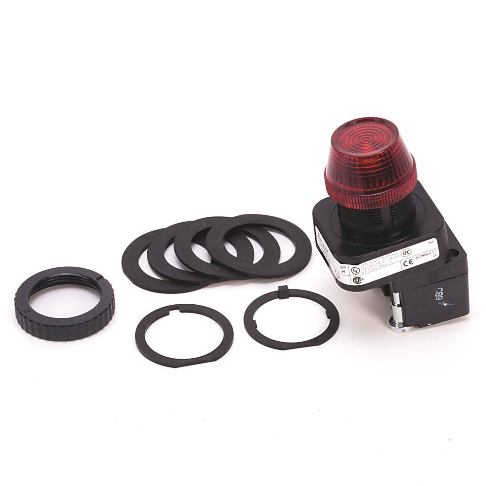 30.5mm Type 4/4X/13 Pilot Light, LED, Red, 12-130V AC/DC