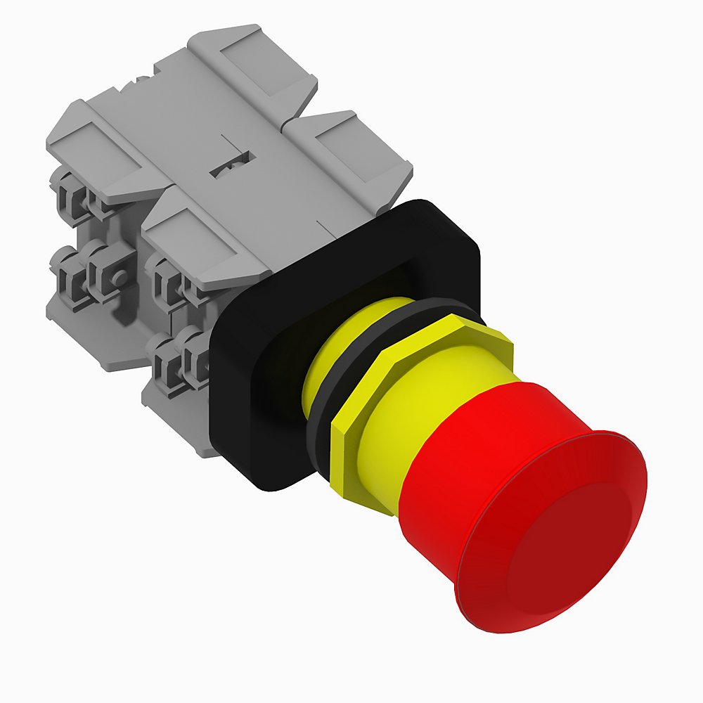 800H Non-IlluminatedTrigger Action Two Position Maintained, Twist Release, Red 45mm Plastic Head, with No legend on cap, No Guards on Terminals, Traditional Contact Block Code: 4-NO 4-NC Standard Contacts,