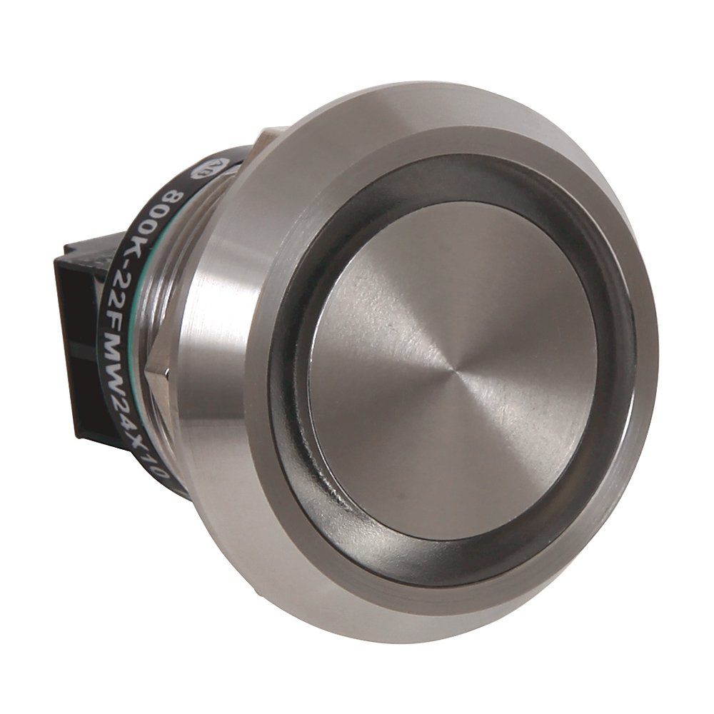 800K Piezo Operators, 22.5 mm Operator Size, Flush, Momentary Operator Type, White, 24V DC, 1 N.O. Contact Block, Custom symbol