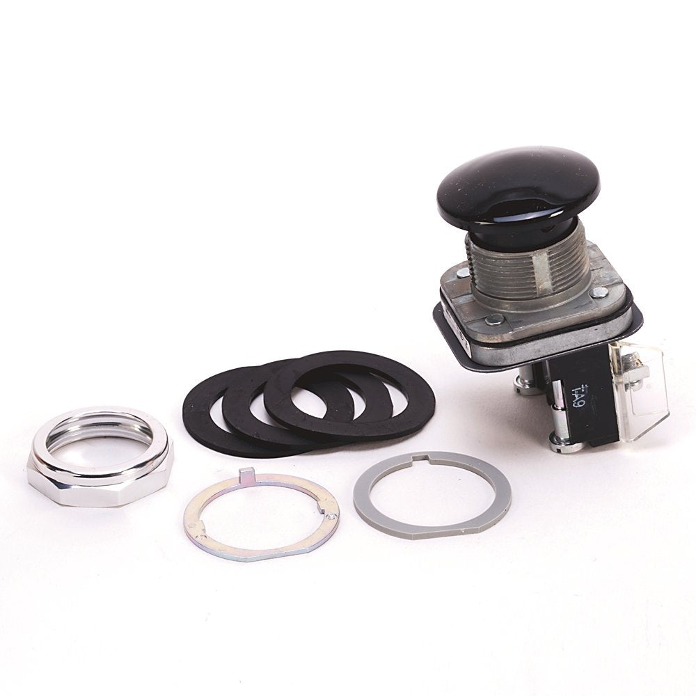 30.5mm Type 4/13 Mom. Contact PB, Non-Illum., Black, Mushroom Hd, 2 NC