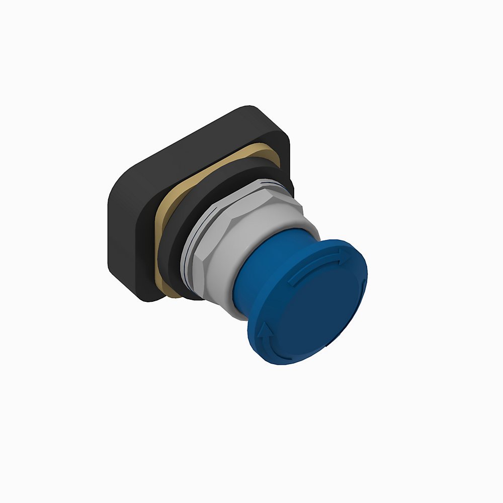 30.5mm Type 4/13 2 Pos. PB-Non-Illum., Mushroom Hd (Push-Pull/Twist), Blue, No Contacts