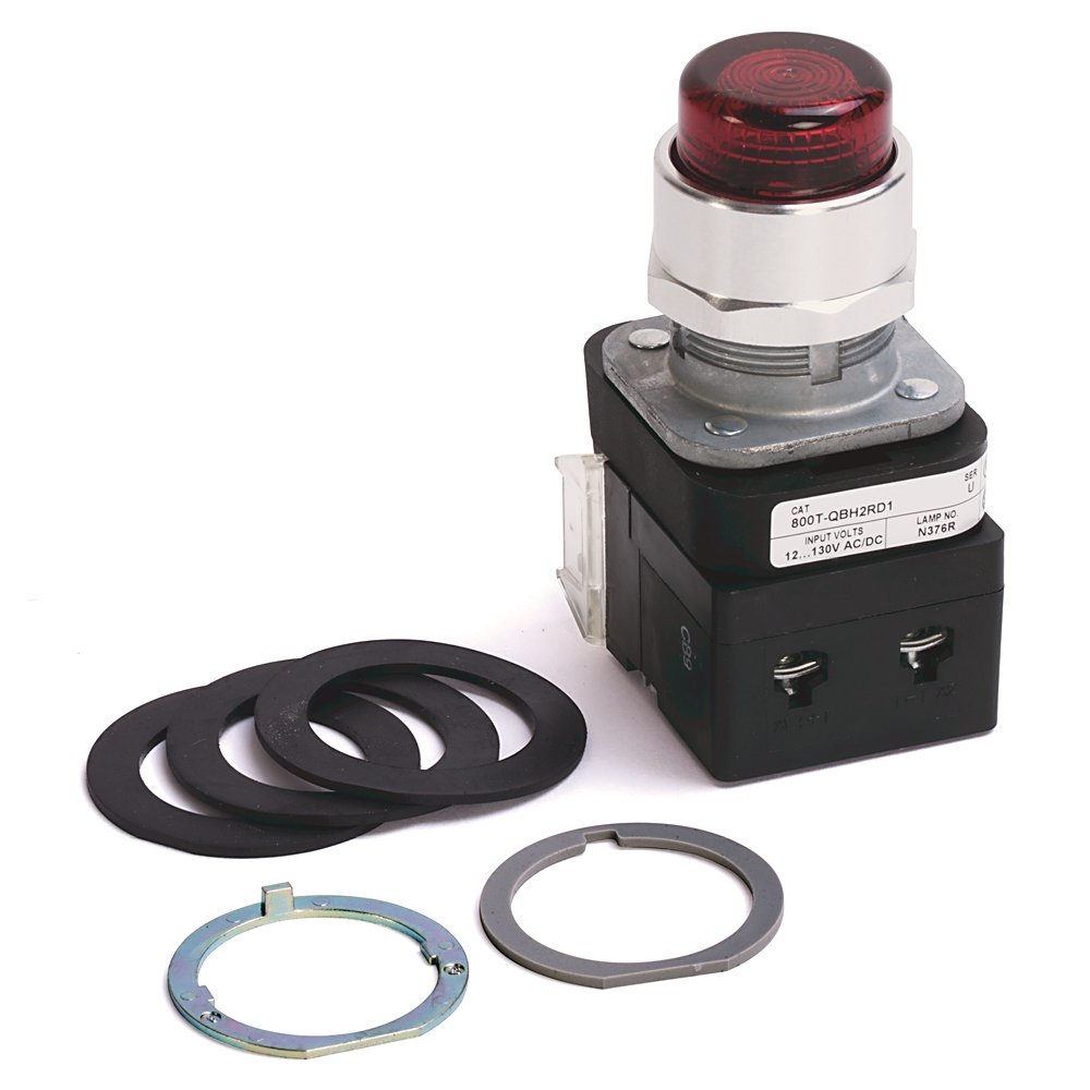 30.5mm Type 4/13 Mom. Contact PB-Illum., Red, Ext. Hd w/o Guard, LED, 12-130V AC/DC, 1 NC