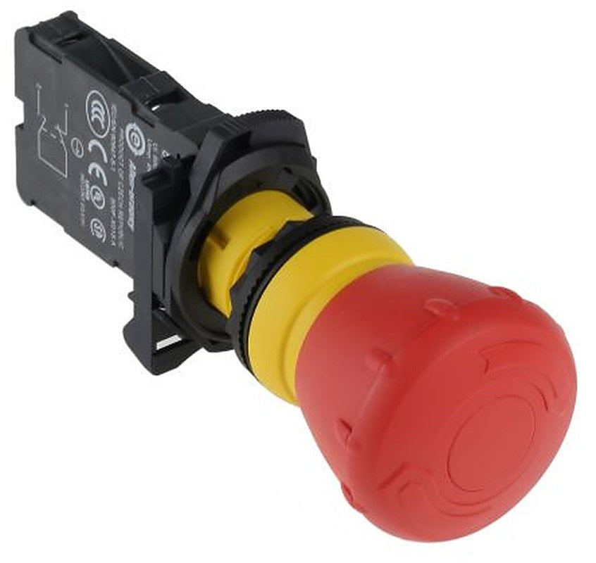 Allen Bradley 800FP Series Twist Release Emergency Stop Push Button, Panel Mount, 22.5 mm Cutout, 1 NC, IP67