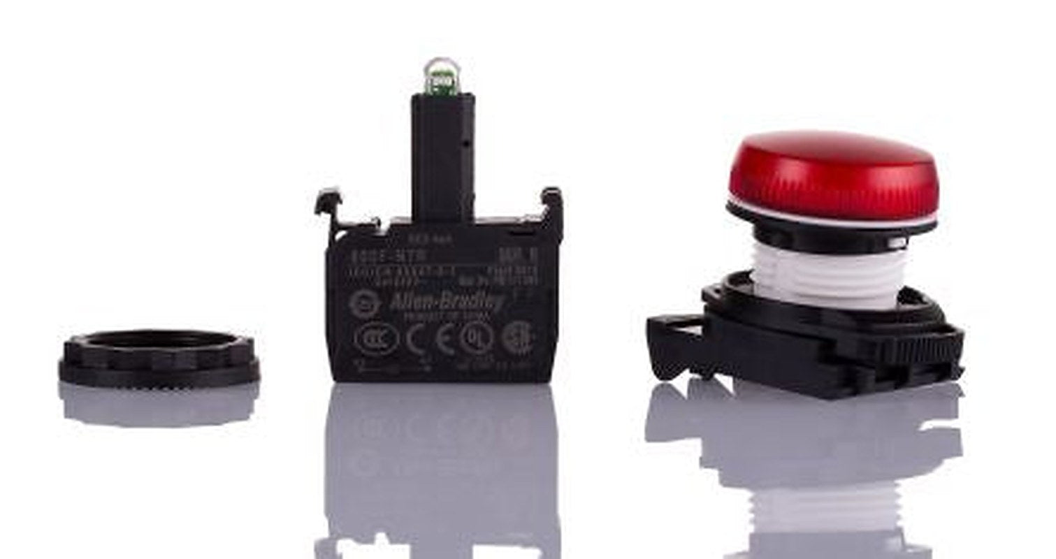 Allen Bradley, 800F, Panel Red LED Pilot Light, 22 mm Cutout, IP66, Round, 240V ac