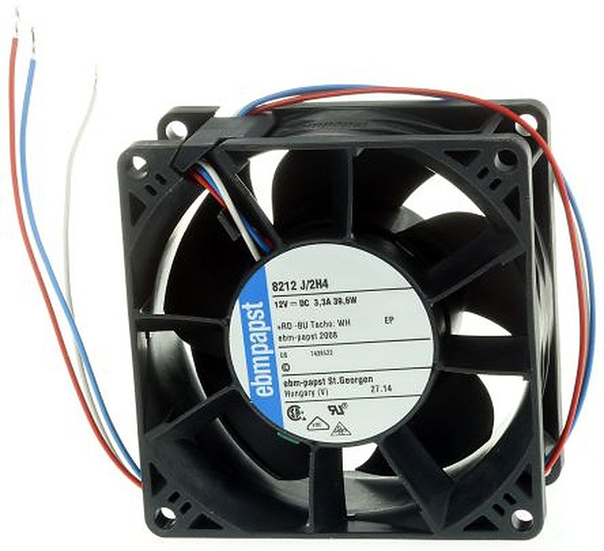 ebm-papst 8200 J Series Axial Fan, 12V dc, 222 m³/h, 39 W, IP68 80 mm 80mm 38 mm