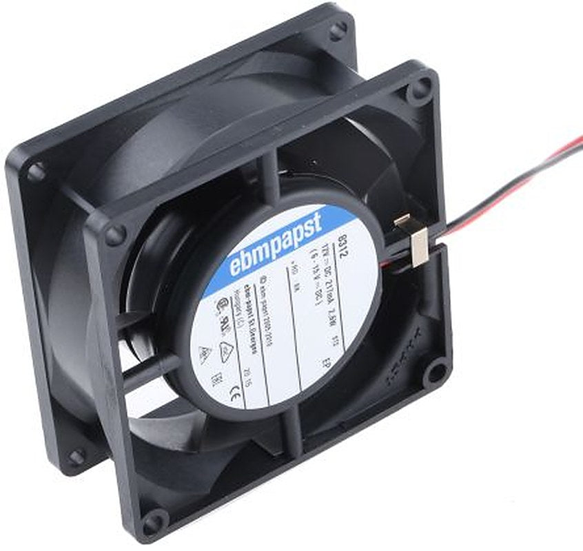 ebm-papst 8300 Series Axial Fan, 12V dc, 54 m³/h, 2.6 W, 216 mA Max, IP68 80 mm 80mm 32 mm
