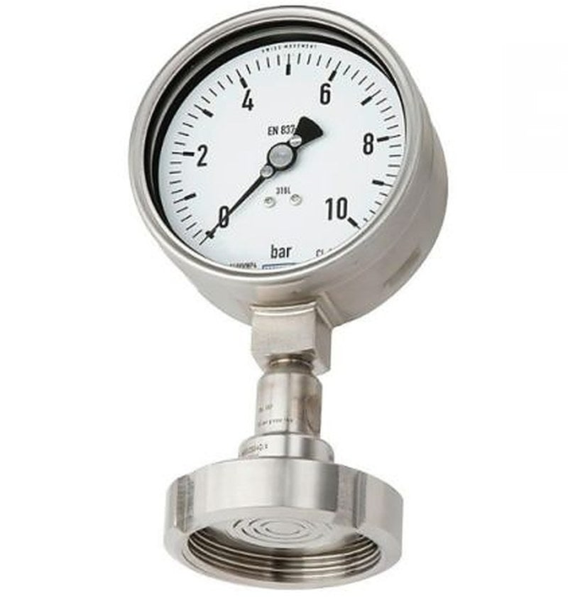WIKA DN 25 Grooved Union Nut Pressure Gauge, 100 mm, 6 bar