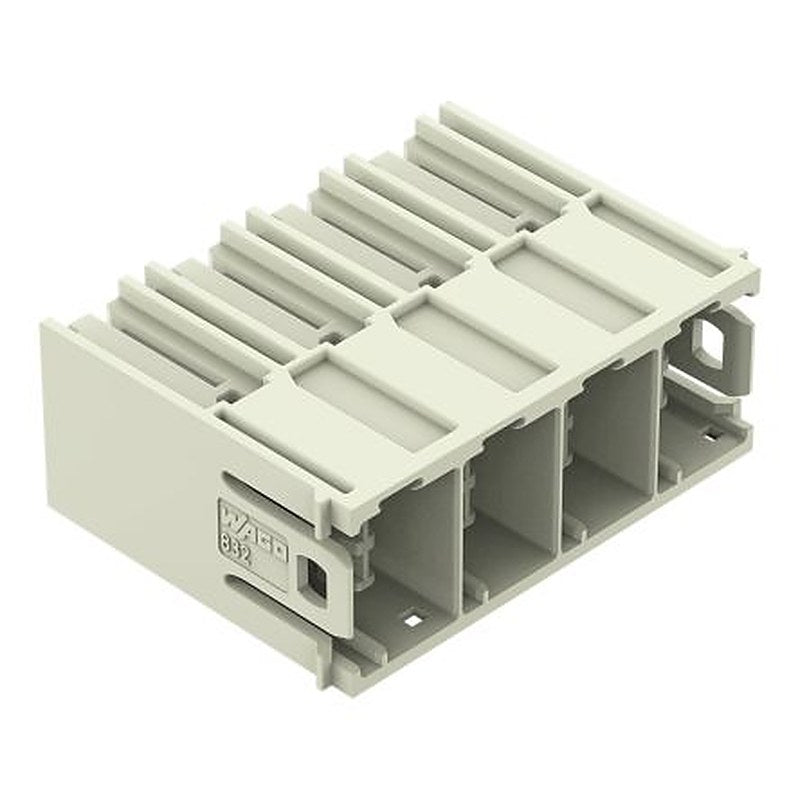 WAGO 832 Series Angled PCB PCB Header, 4 Contact(s), 10.16 mm Pitch, 1 Row, Shrouded