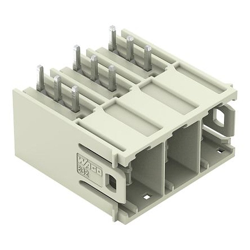 WAGO 832 Series Angled PCB PCB Header, 3 Contact(s), 10.16 mm Pitch, 1 Row, Shrouded