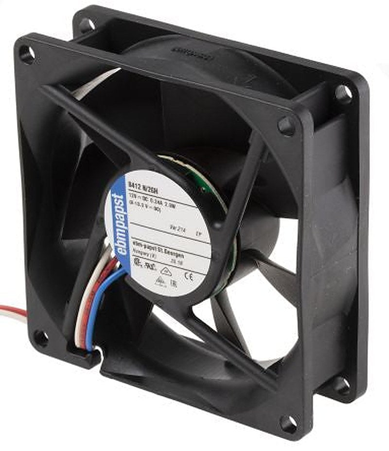 ebm-papst 8400 N Series Axial Fan, 12V dc, 78 m³/h, 2.2 W, IP68 80 mm 80mm 25 mm