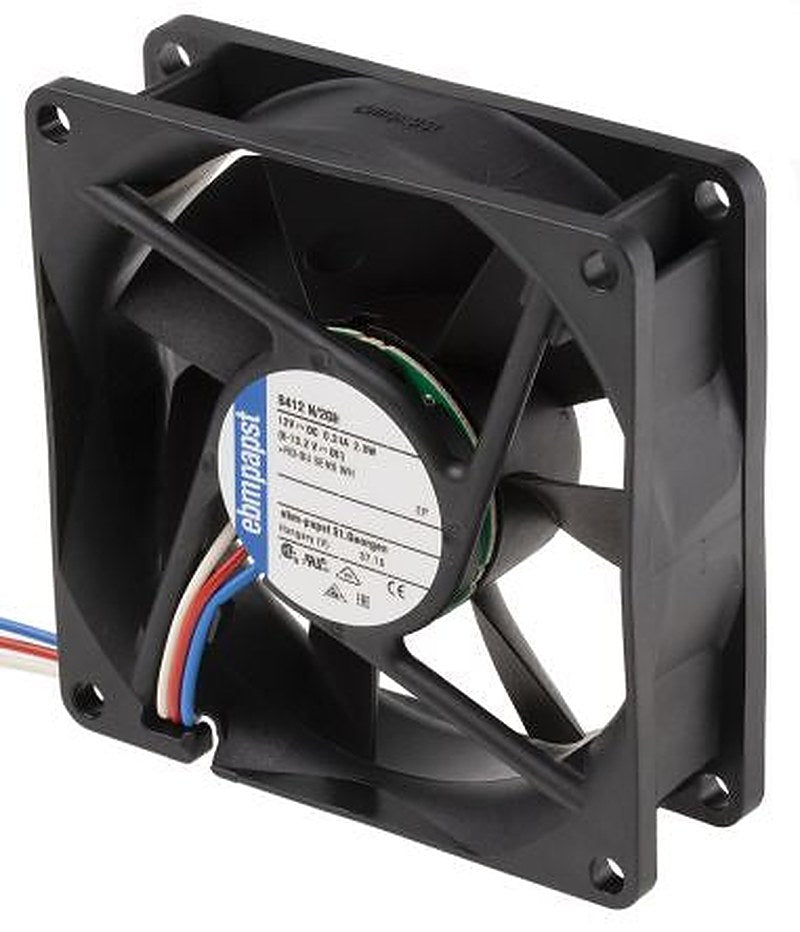 ebm-papst 8400 N Series Axial Fan, 12V dc, 79 m³/h, 2.8 W, IP68 80 mm 80mm 25 mm