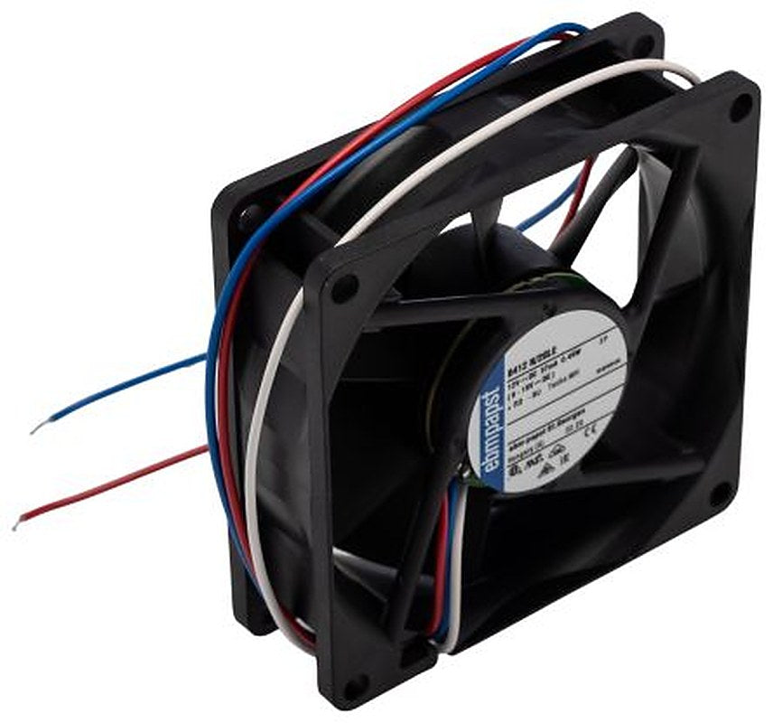 ebm-papst 8400 N Series Axial Fan, 12V dc, 33 m³/h, 500 mW, 41 mA Max, IP68 80 mm 80mm 25 mm
