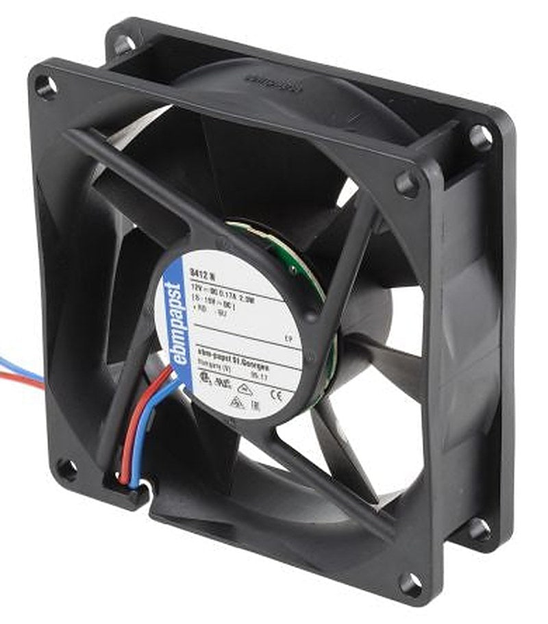 ebm-papst 8400 N Series Axial Fan, 12V dc, 69 m³/h, 2 W, 170 mA Max, IP68 80 mm 80mm 25 mm
