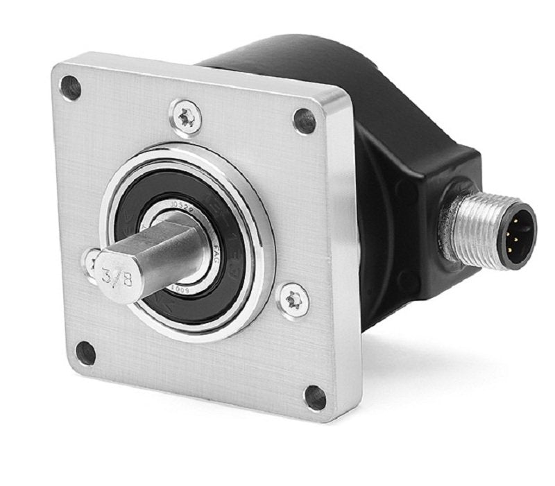 Incremental Encoder , Standard Square Flange , 3/8 inch Diameter Shaft with Flat , 8-30 Volt Line Driver,HTL (B-Leads-A, CW, Z gated with BN) , MS Connector, 10-Pin, 1000 Pulses per Revolution.