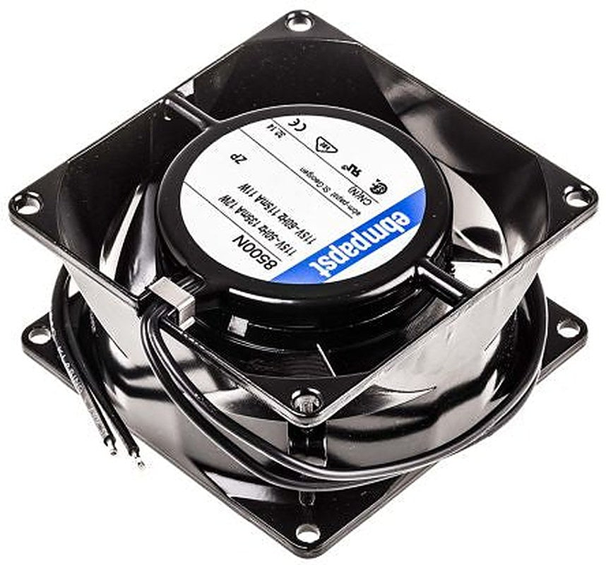 ebm-papst 8000 N Series Axial Fan, 115V ac, 61 m³/h, 11 W, 96 mA Max, IP65 80 mm, 80mm, 38 mm