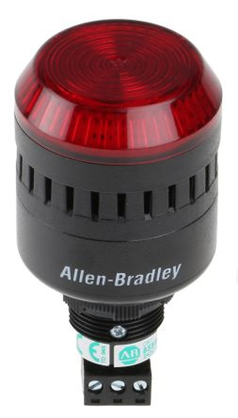 Allen Bradley 855PC Series Red Sounder-Beacon Combination, IP65 240V ac Panel Mount 98 dB @ 1m
