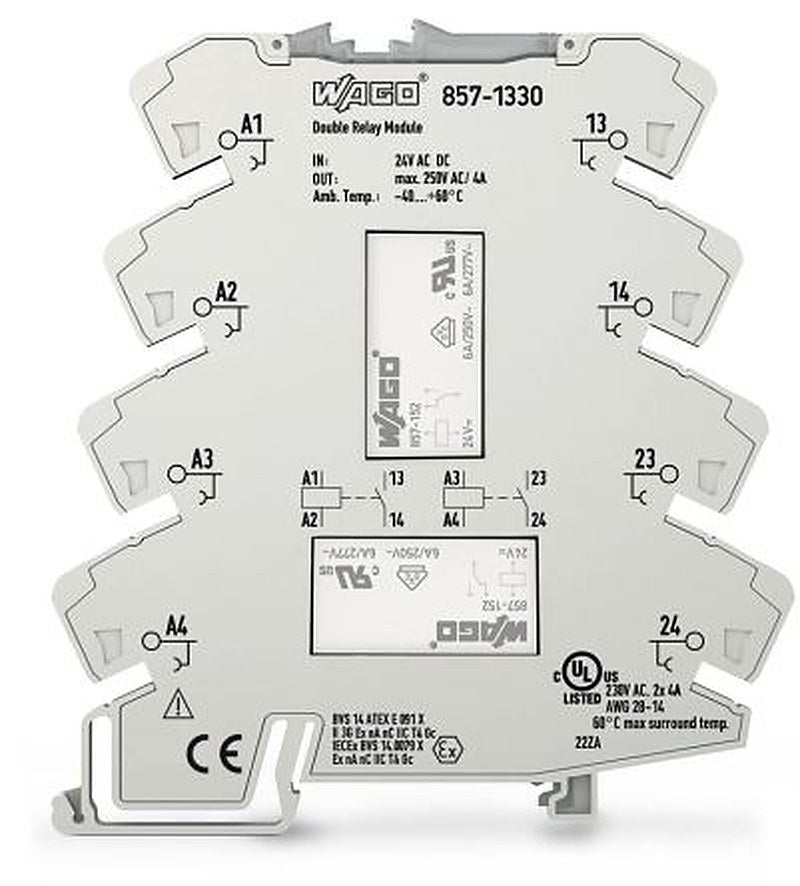 WAGO DIN Rail Relay, 24V Coil, 10mA Switching Current