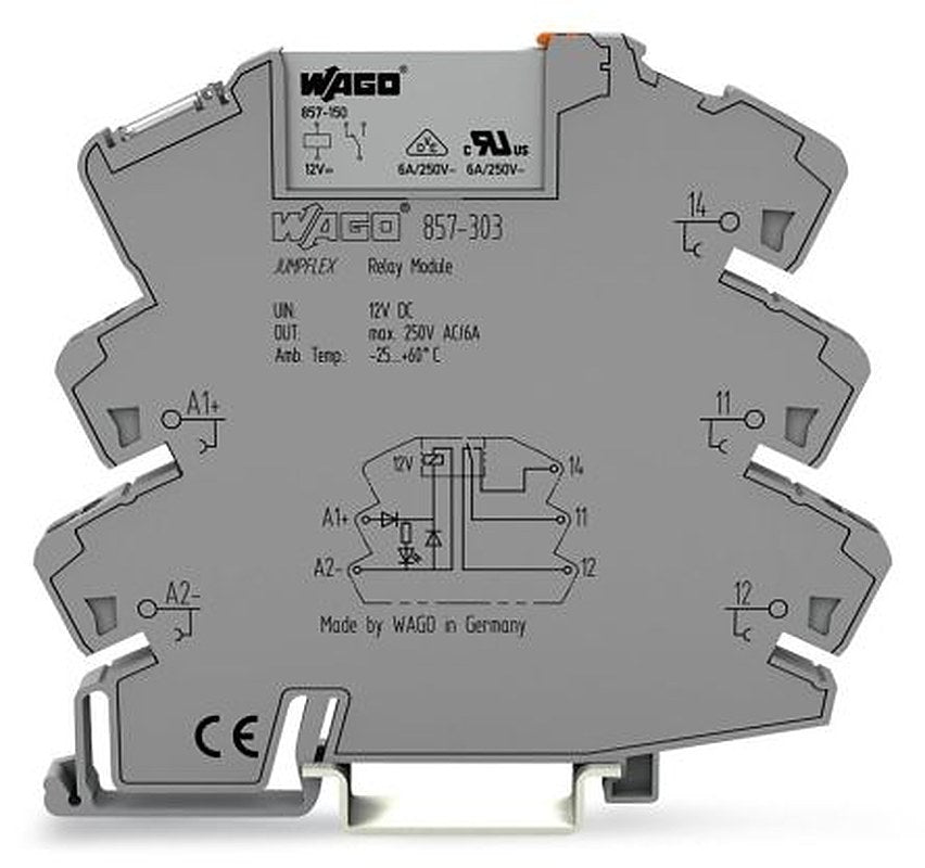 WAGO 857 Series Relay Module, DIN Rail, 12V dc Coil, SPDT, 17mA