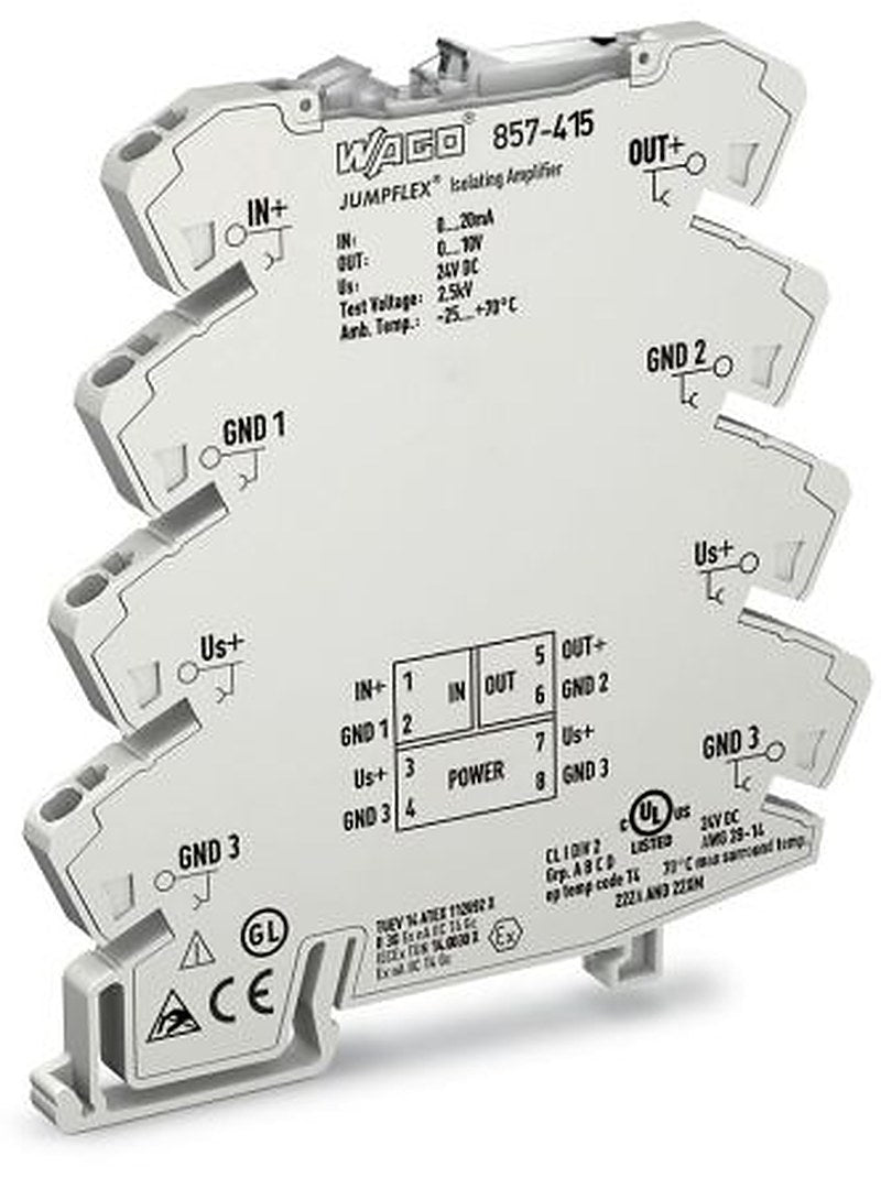 WAGO 857 Series Signal Conditioner, Current Input, Voltage Output, 24V dc Supply, IECEx, ATEX